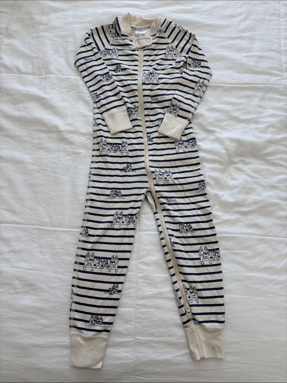 Hanna Anderson Kids 3T Bluey Navy Stripe HannaJams Sleeper Onesie Pajama